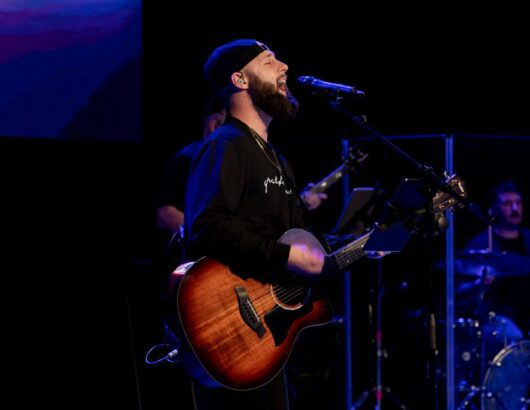The image of a singer on the stage