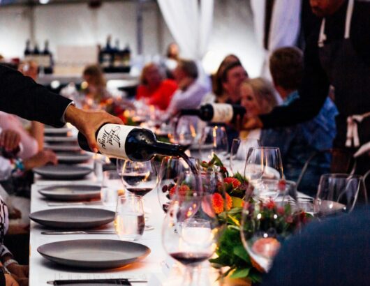 The image of the wine and dinner lunch table