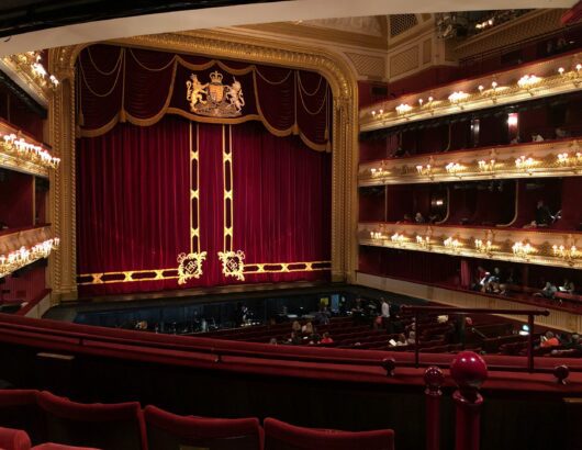 The image of a stage at the opera or theatre