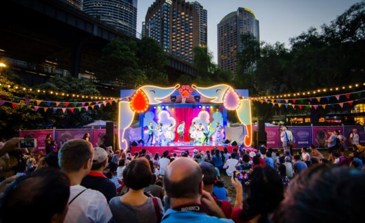 Sydney, Australia. – On February 18, 2018. - Group dance performing on the stage for Chinese new year and celebrating the year of dog at The Rocks, Sydney.