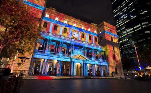 Customs House at Circular Quay, Sydney exterior as part of the Vivid Sydney festival 2014.