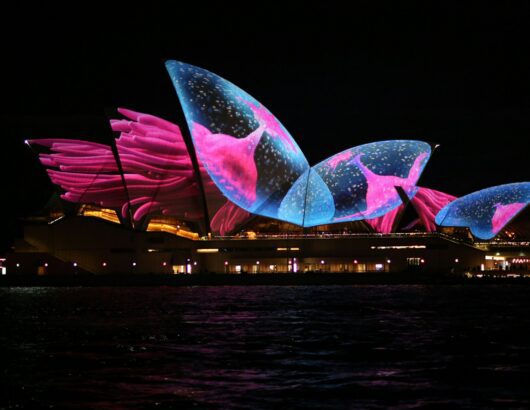 The image of Sydney Opera House with Vivid lights installation