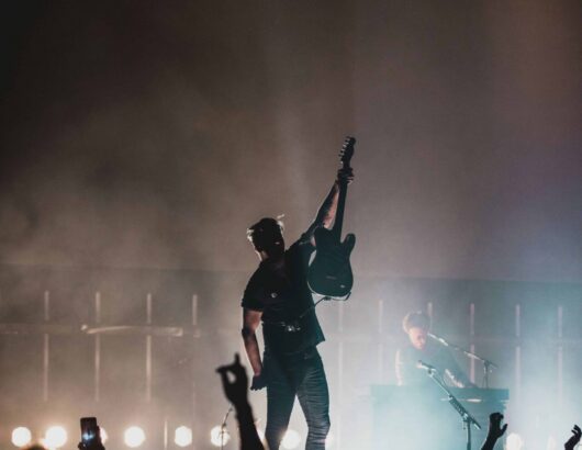 The image of the musician at rock concert